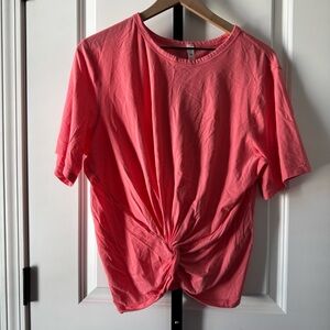 Lululemon Coral Twist Front Short Sleeve Tee Workout Top Size 12